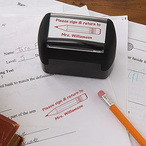 Personalized Self Inking Teacher Stamper   Sign and Return