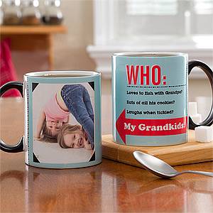 Personalized Photo Coffee Mugs with Black Handle   Who Loves You