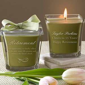 Personalized Retirement Candles   Papaya & Bamboo