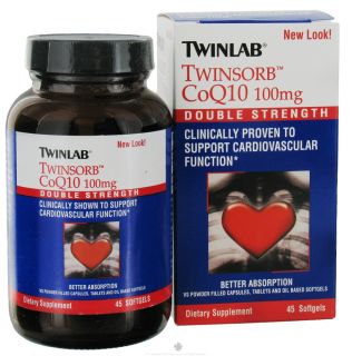 Twinlab   Twinsorb CoQ10 Double Strength 100 mg.   45 Softgels