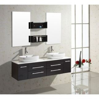 Virtu USA Augustine 59 Double Sink Bathroom Vanity   Espresso