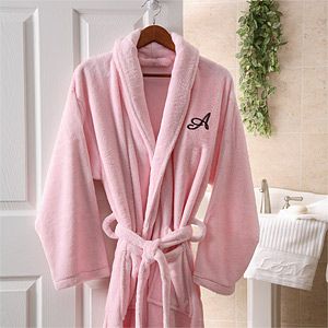 Womens Personalized Spa Robe   Pink Microfleece