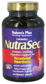 Natures Plus   NutraSec with Gastro Block Peppermint   90 Chewable Tablets