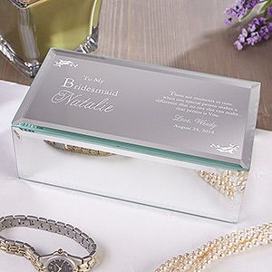 Mirrored Personalized Jewelry Boxes   To My Bridesmaid
