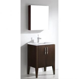 Madeli Caserta 24 Bathroom Vanity with Quartzstone Top   Walnut