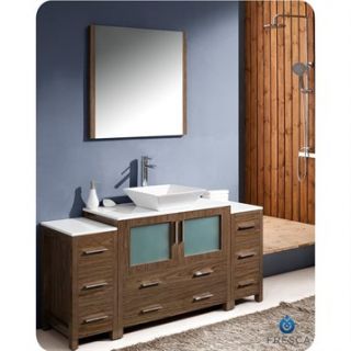 Fresca Torino 60 Walnut Brown Modern Bathroom Vanity with 2 Side Cabinets & Ves