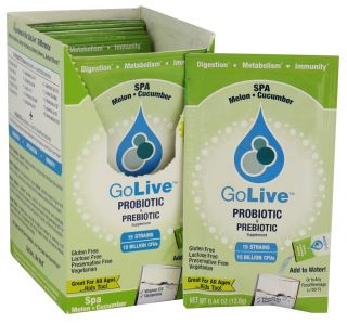 GoLive   Probiotic & Prebiotic 15 Strains Spa Cucumber Melon   10 x .44 oz. Packets