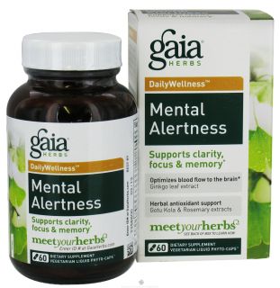 Gaia Herbs   Mental Alertness Liquid Phyto Capsules   60 Vegetarian Capsules