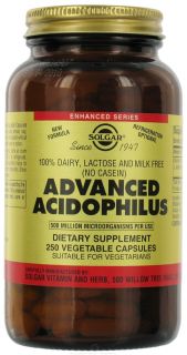Solgar   Advanced Acidophilus   250 Vegetarian Capsules