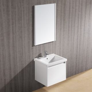Vigo 23 inch Bianca Single Bathroom Vanity with Mirror   White Gloss