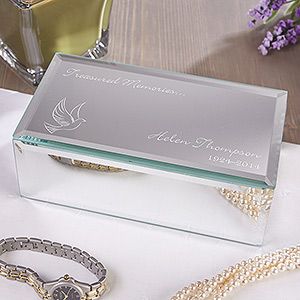 Personalized Mirrored Jewelry Box   In Loving Memory   Small