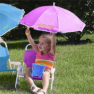 Personalized Child Beach Chair And Umbrella Set Pink