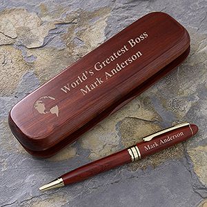 Engraved Rosewood Pen Set   Worlds Greatest