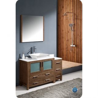 Fresca Torino 48 Walnut Brown Modern Bathroom Vanity with Side Cabinet & Vessel