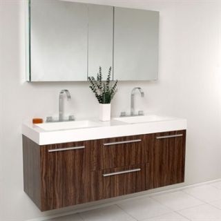 Fresca Opulento Walnut Modern Double Sink Bathroom Vanity with Medicine Cabinet