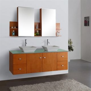 Virtu USA Clarissa 61 Double Sink Bathroom Vanity   Honey Oak
