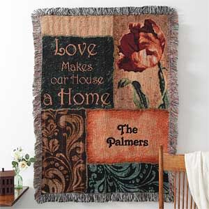 Personalized Family Afghan   Love Makes Our House A Home