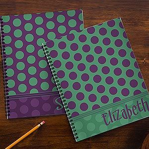 Personalized School Notebooks   Trendy Polka Dots