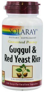 Solaray   Guggul & Red Yeast Rice Guaranteed Potency   120 Capsules