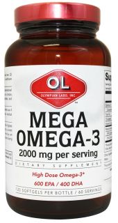 Olympian Labs   Mega Omega 3 Fish Oils 2000 mg.   120 Softgels