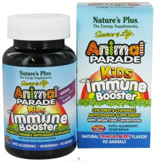 Natures Plus   Animal Parade Kids Chewable Immune Booster Tropical Berry Flavor   90 Chewable Tablets