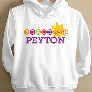 Personalized Toddlers Hooded Sweatshirts   Beach Babe