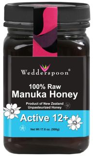 Wedderspoon Organic   Manuka Honey Unpasteurized Active 12+   17.6 oz.