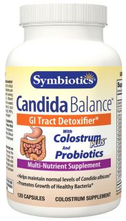 Symbiotics   Candida Balance GI Tract Detoxifier with Colostrum Plus & Probiotics   120 Capsules