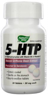 Natures Way   5 HTP with B 6 & Vitamin C (Natural Griffonia Bean Extract) 50 mg.   30 Enteric Coated Tablets