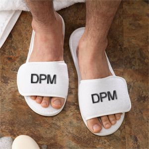 Monogrammed Mens Spa Slippers With Velcro Closure