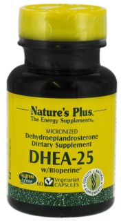 Natures Plus   DHEA 25 with Bioperine 25 mg.   60 Vegetarian Capsules