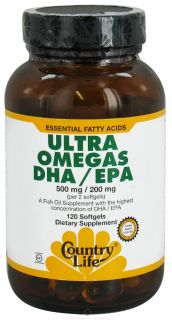 Country Life   Ultra Omegas DHA/EPA 500 mg/200 mg   120 Softgels