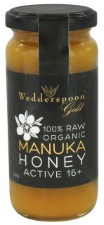 Wedderspoon Organic   100% Raw Manuka Honey Premium Unpasteurized Active 16+   11.46 oz.