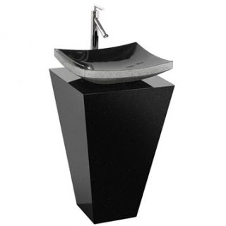 Esprit Custom Bathroom Pedestal Vanity   Black Granite w/ Black Granite Sink