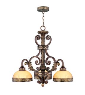 Seville 3 Light Chandeliers in Palacial Bronze With Gilded Accents 8523 64