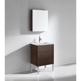 Madeli Milano 24 Bathroom Vanity with Quartzstone Top   Walnut