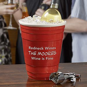 Personalized Wine Chiller   Big Red Party Cup