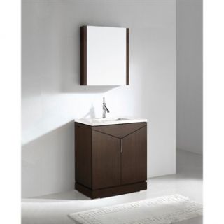 Madeli Savona 30 Bathroom Vanity with Quartzstone Top   Walnut