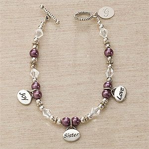 Personalized Charm Bracelet   Joy, Sister, Love