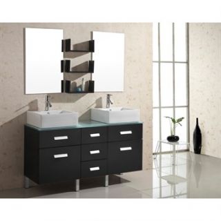 Virtu USA Maybell 56 Double Sink Bathroom Vanity   Espresso