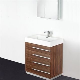 Fresca Livello 30 Walnut Modern Bathroom Vanity with Medicine Cabinet