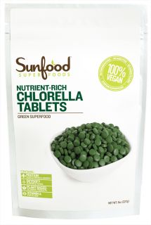 Sunfood Superfoods   Chlorella Tablets Nutrient Rich Green Superfood 250 mg.   8 oz.