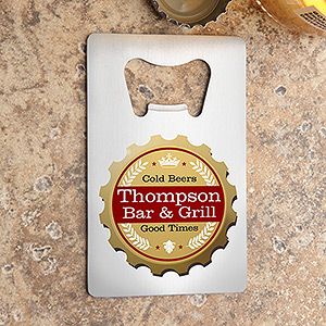 Fathers Day Gifts    Personalized Bottle Opener   Credit Card Size   Premium Br