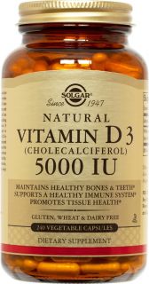 Solgar   Vitamin D3 Cholecalciferol 5000 IU   240 Vegetarian Capsules