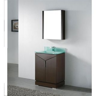 Madeli Savona 24 Bathroom Vanity with Glass Basin   Walnut