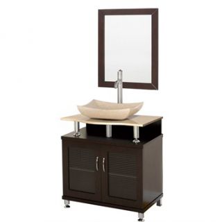 Accara 30 Bathroom Vanity   Doors Only   Espresso w/ Ivory Marble Countertop