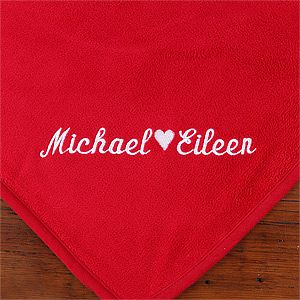 Red Personalized Fleece Blanket for Couples