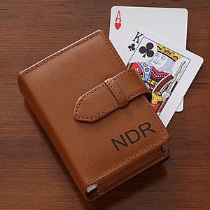 Personalized Leather Playing Card Case   Double Deck