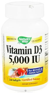 Natures Way   Vitamin D3 5000 IU   240 Softgels