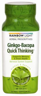 Rainbow Light   Ginkgo Bacopa Quick Thinking   60 Tablets